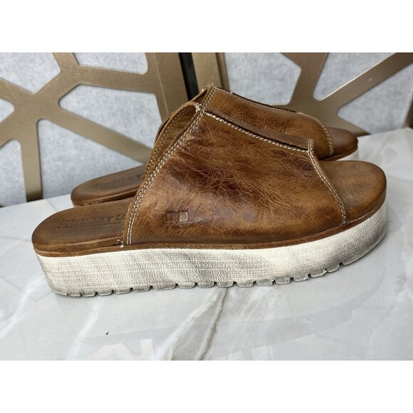 Bed Stu Fairlee II Women Sandals Platform Slides Leather Slip On Shoes Sz 8.5 - Picture 1 of 10